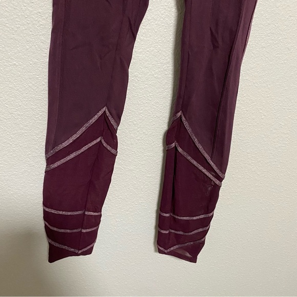 Free People Movement Wine Red Mesh Bottom Leggings - Picture 3 of 9
